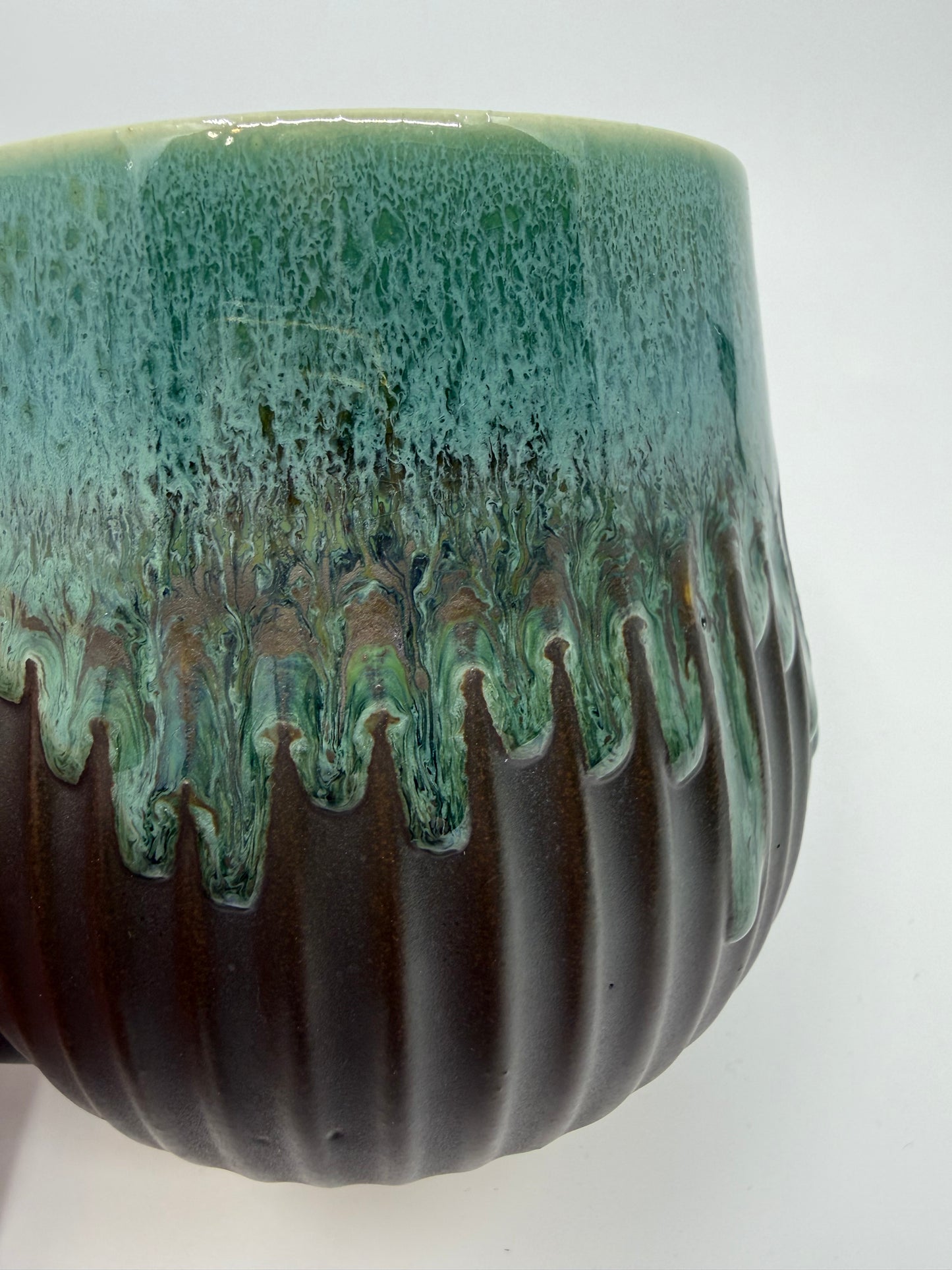 Carved Black Matte and Turquoise Mug