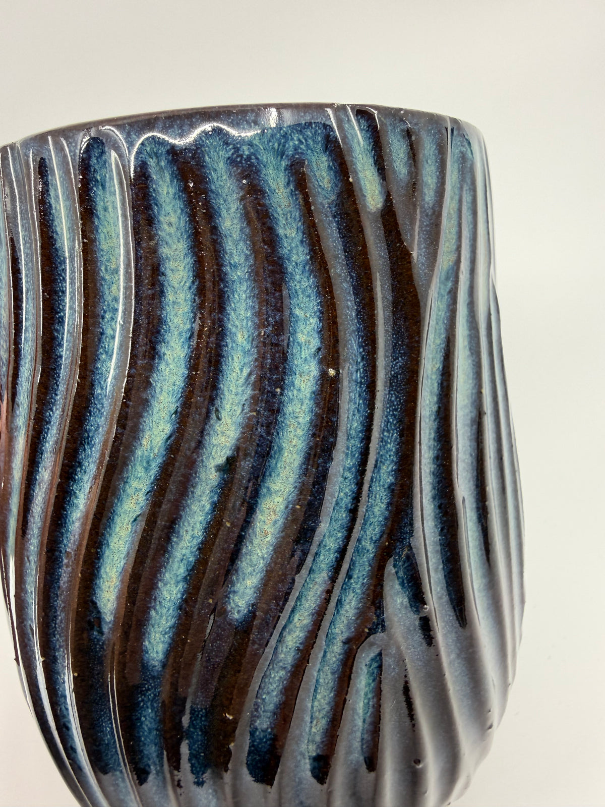 Dark Blue Turquoise Carved Mug