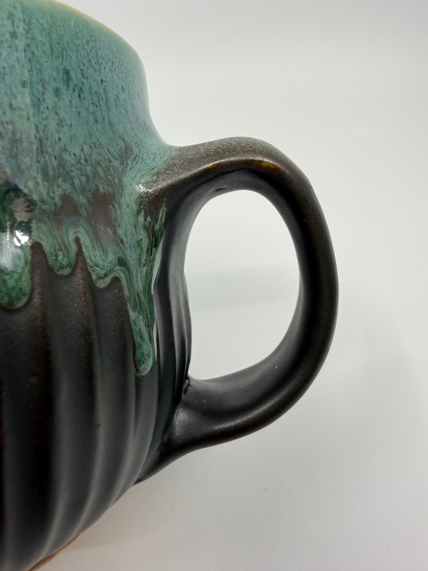 Carved Black Matte and Turquoise Mug