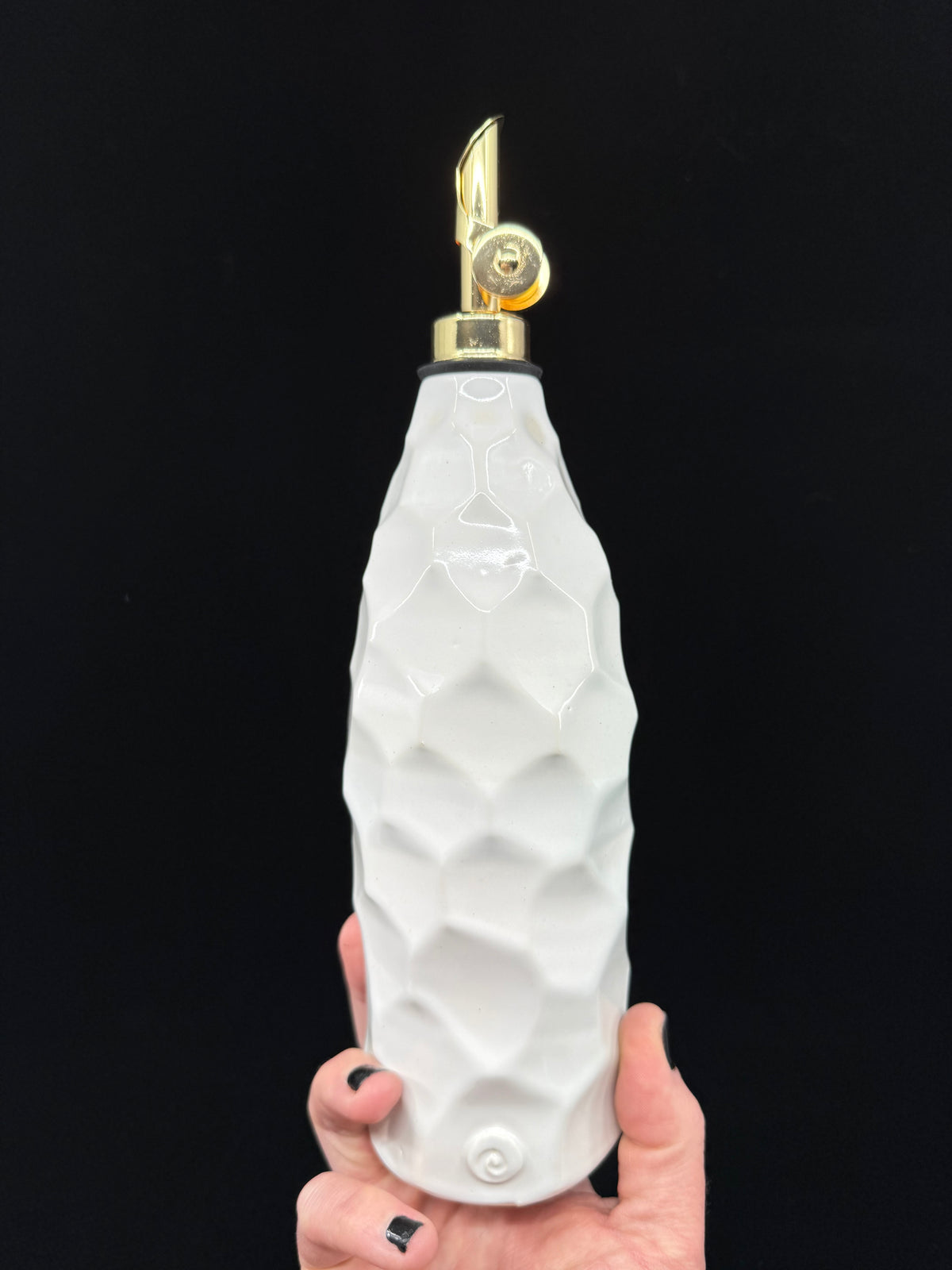 White Faceted Oil Bottle