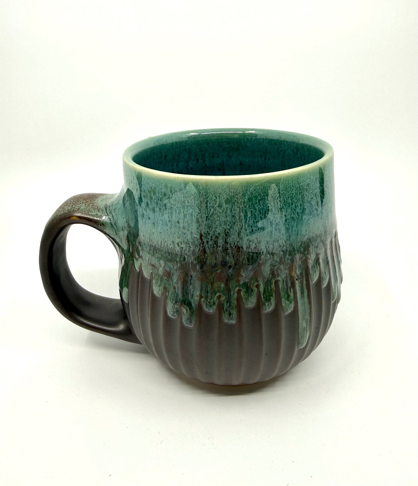 Carved Black Matte and Turquoise Mug