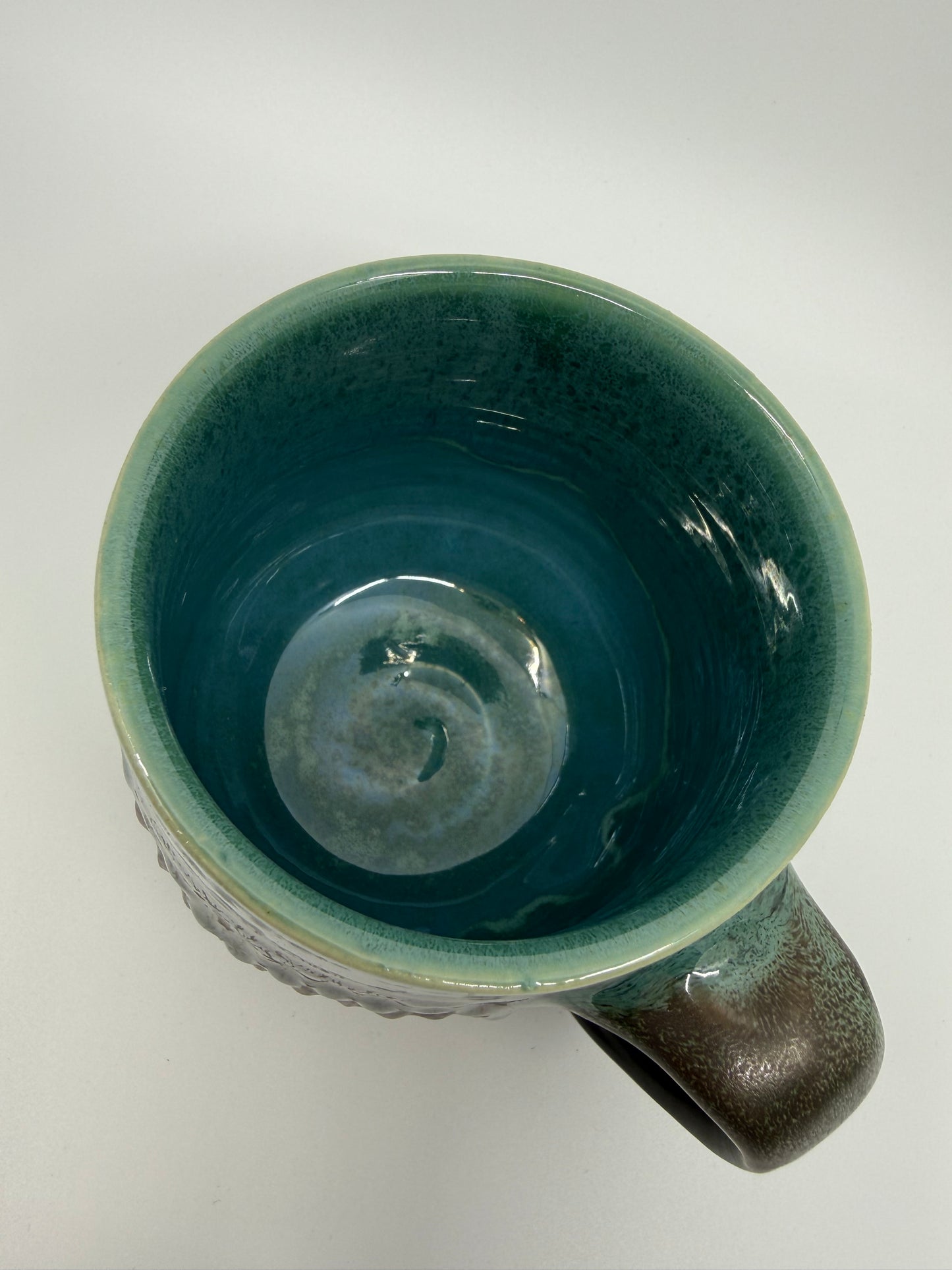 Carved Black Matte and Turquoise Mug