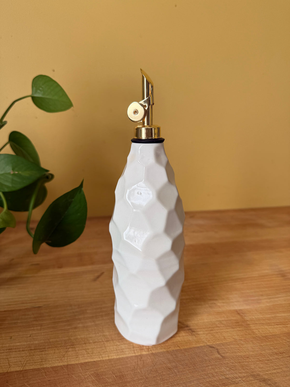 White Faceted Oil Bottle
