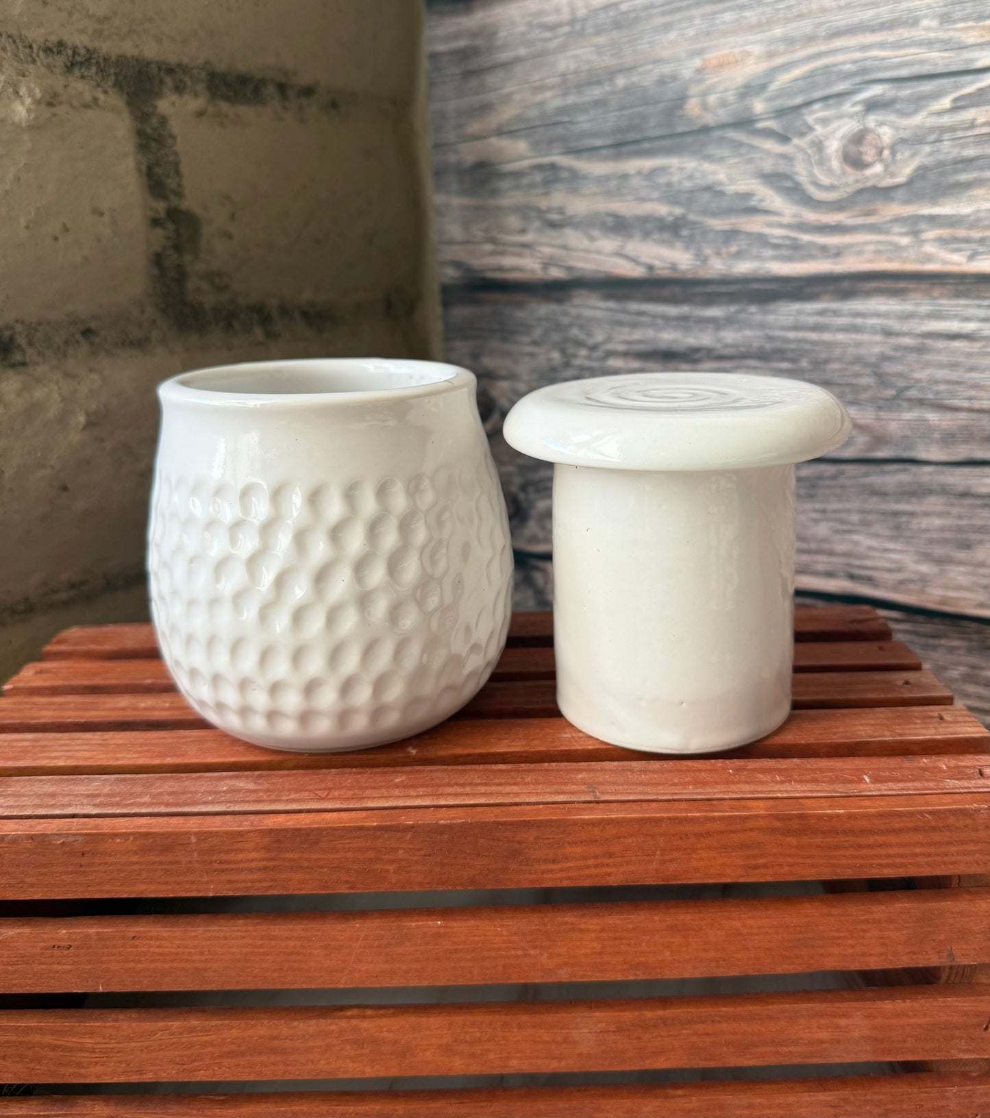 Carved Butter Bell in White Gloss