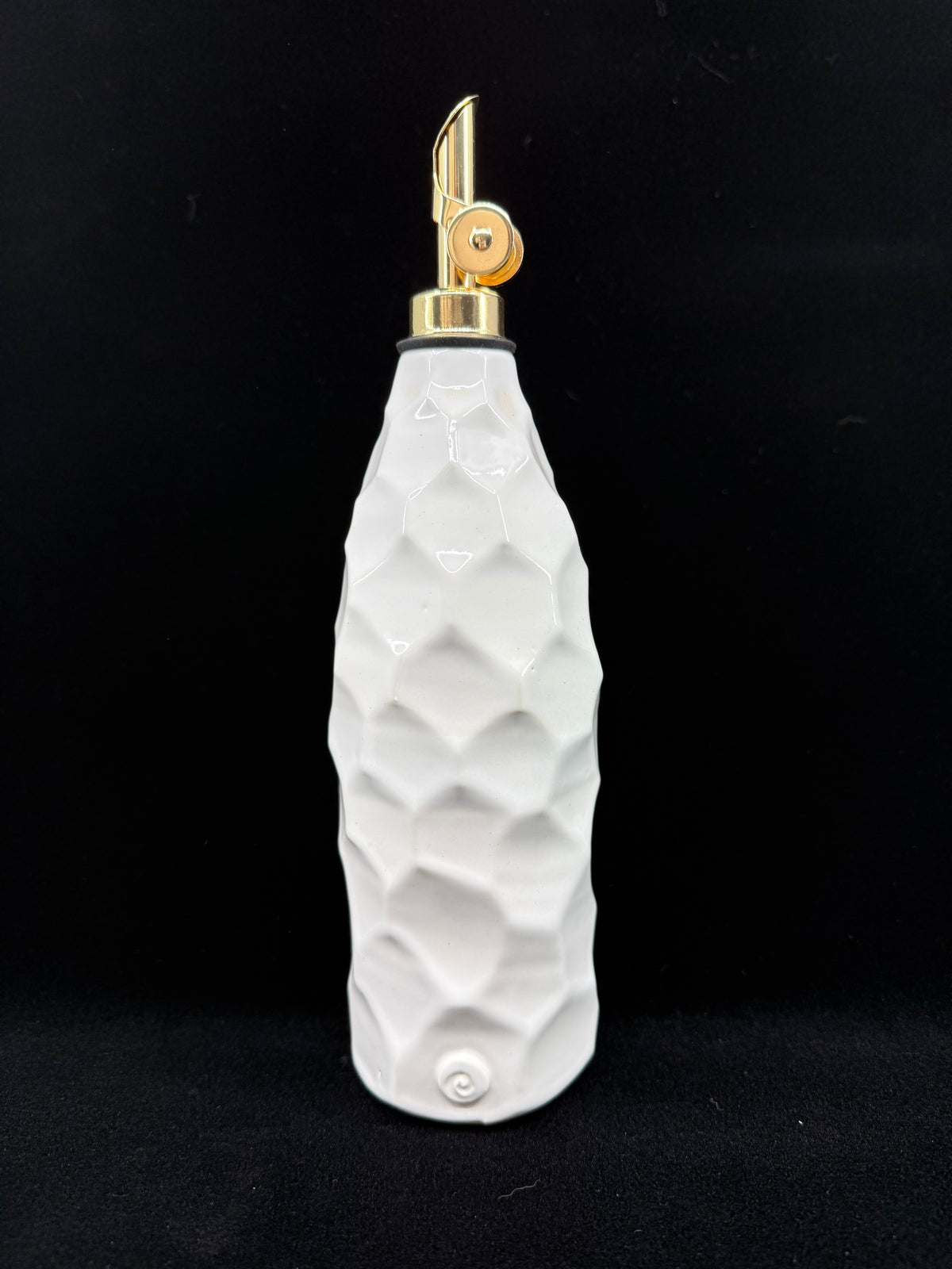 White Faceted Oil Bottle
