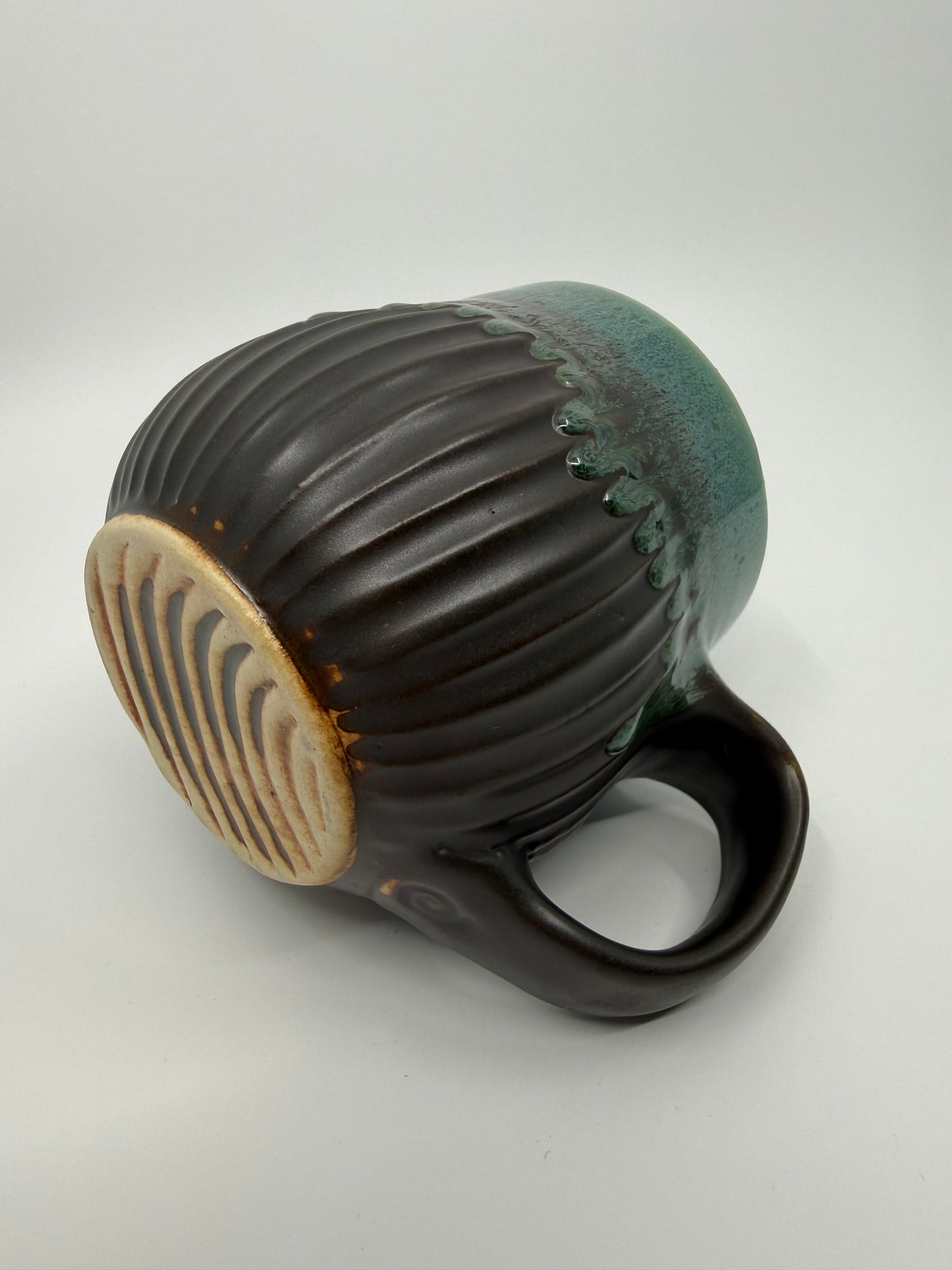 Carved Black Matte and Turquoise Mug
