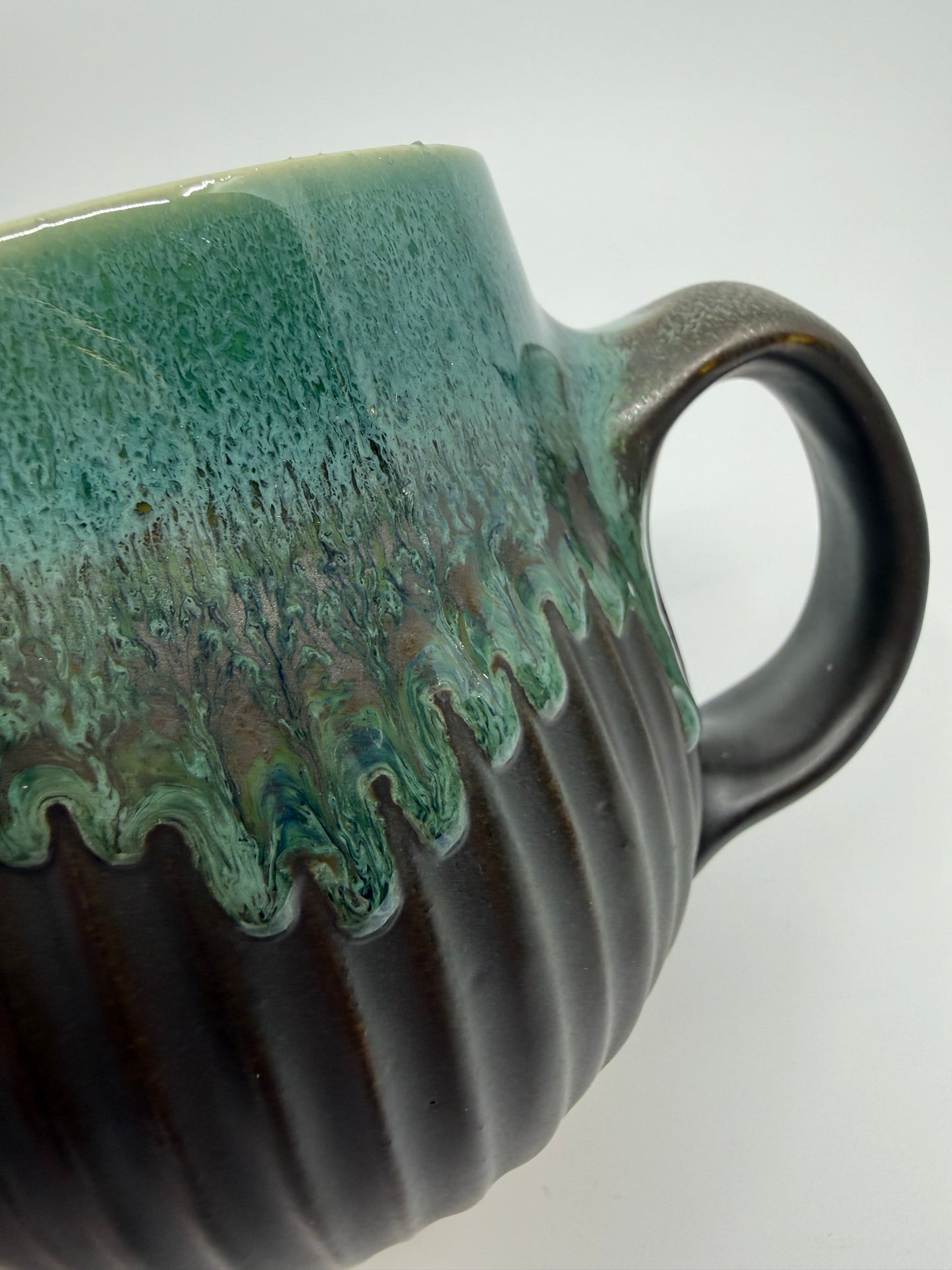 Carved Black Matte and Turquoise Mug