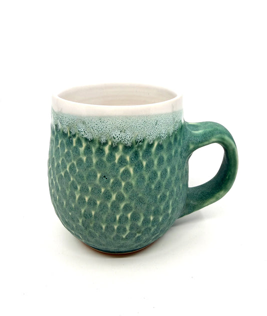 Carved Teal and White mug