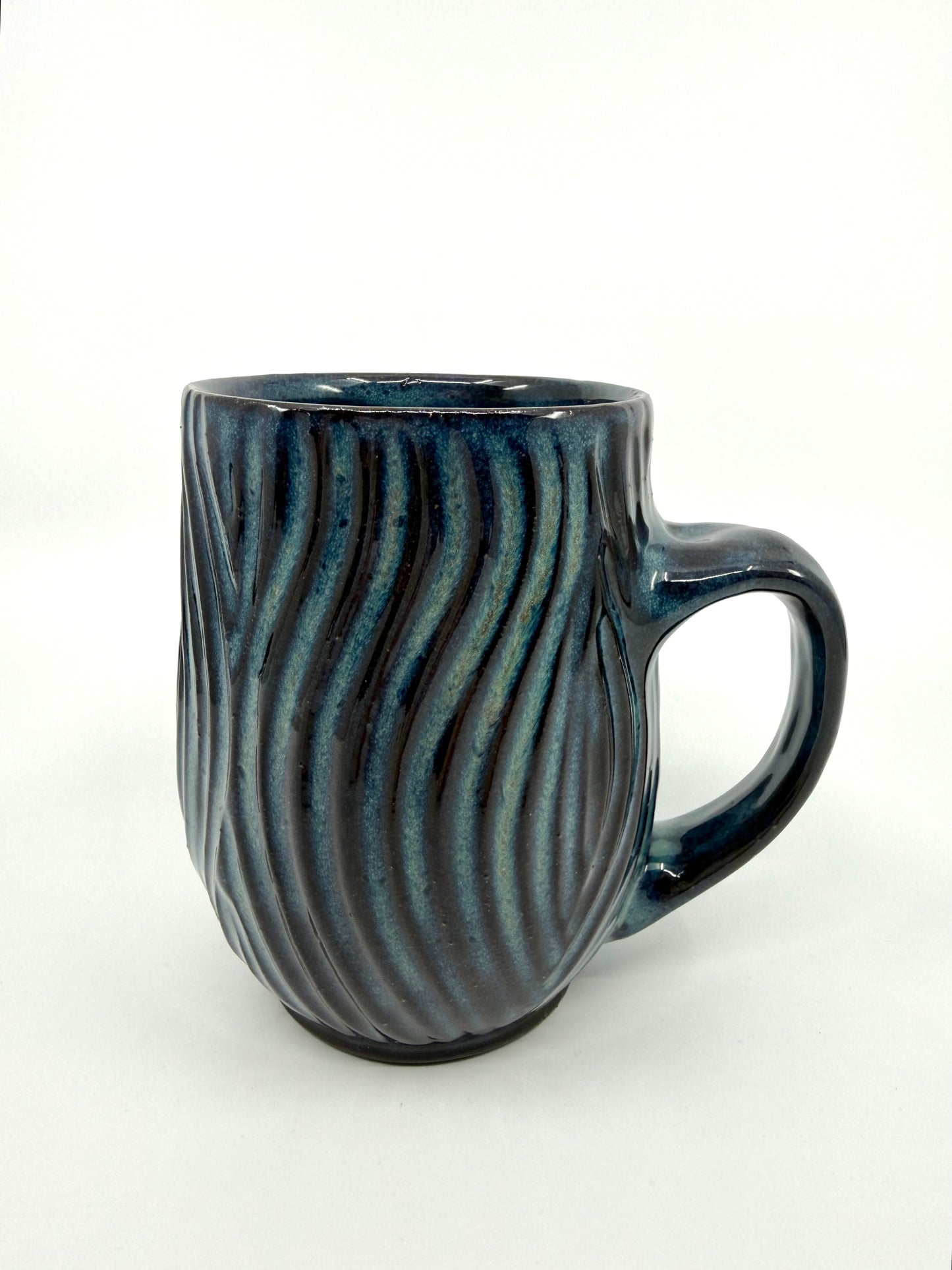 Dark Blue Turquoise Carved Mug