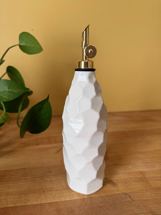 White Faceted Oil Bottle