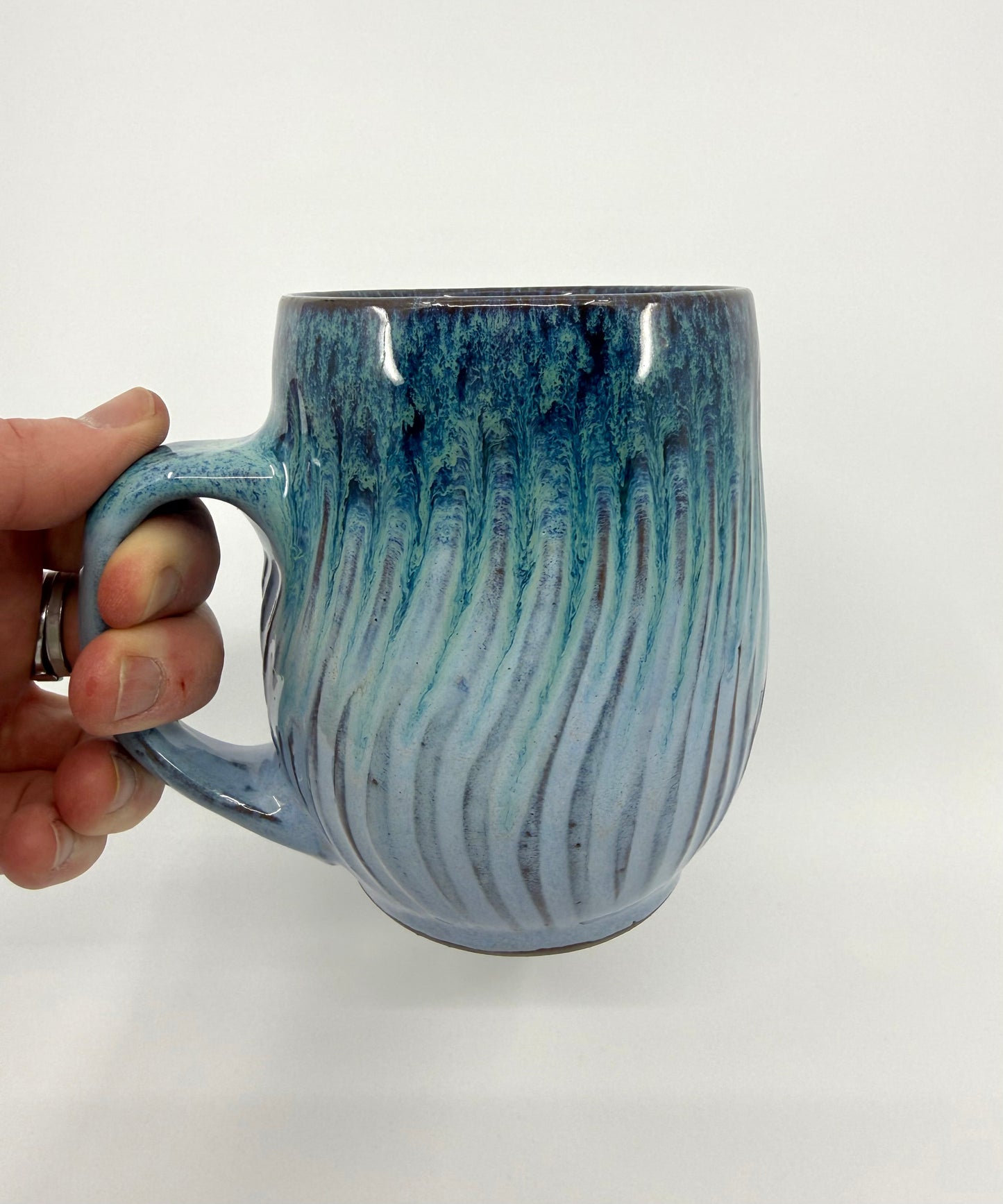 Periwinkle Carved Mug
