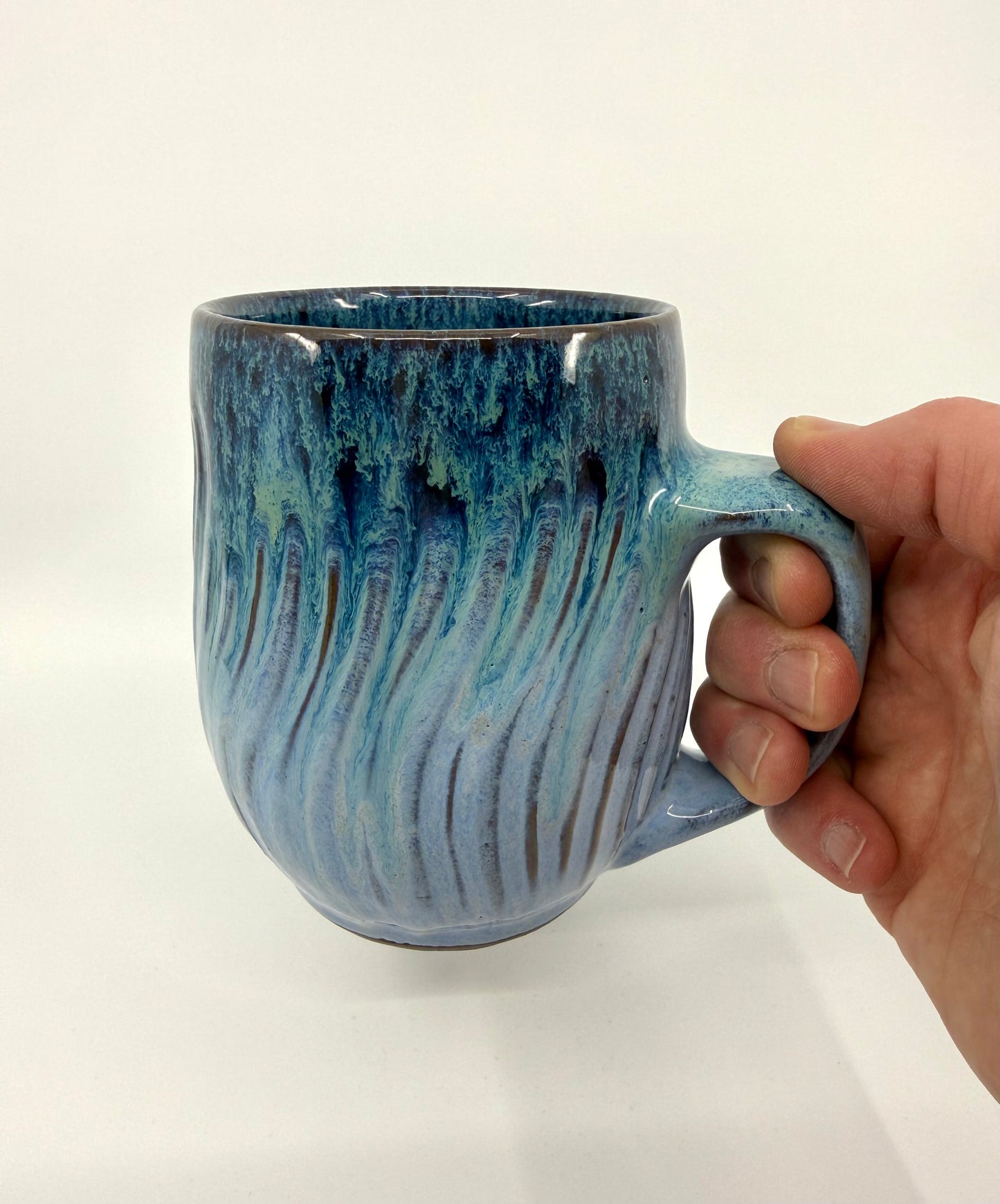 Periwinkle Carved Mug