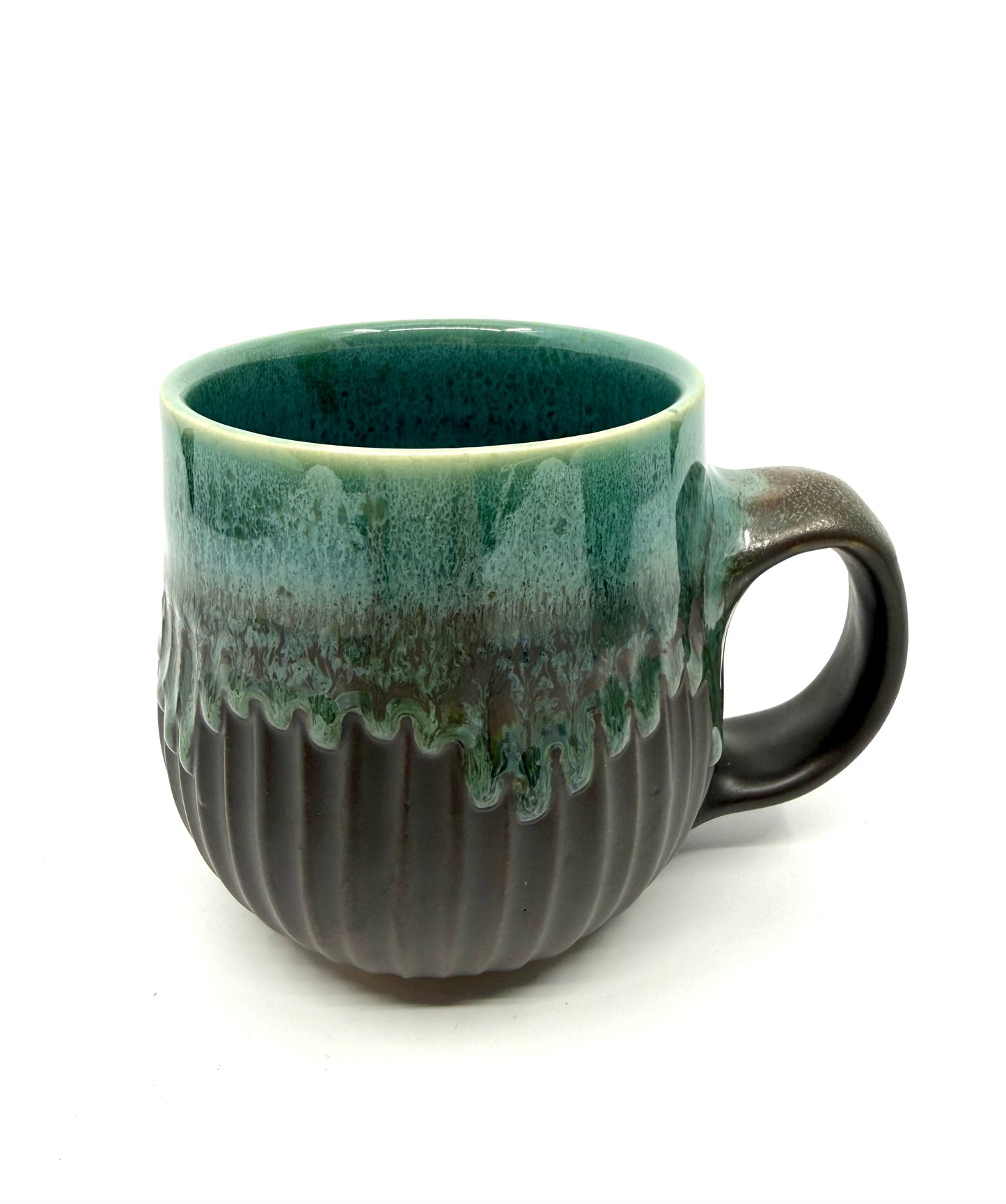 Carved Black Matte and Turquoise Mug