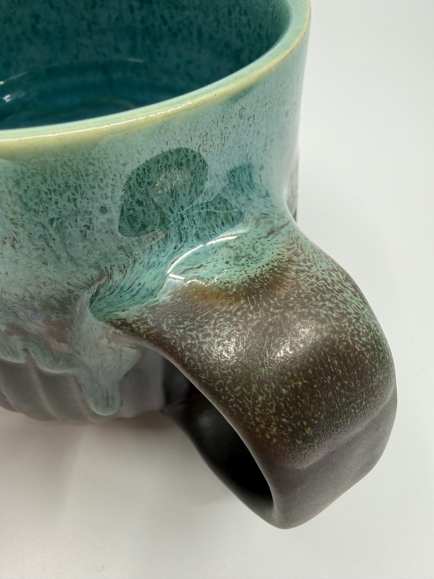 Carved Black Matte and Turquoise Mug