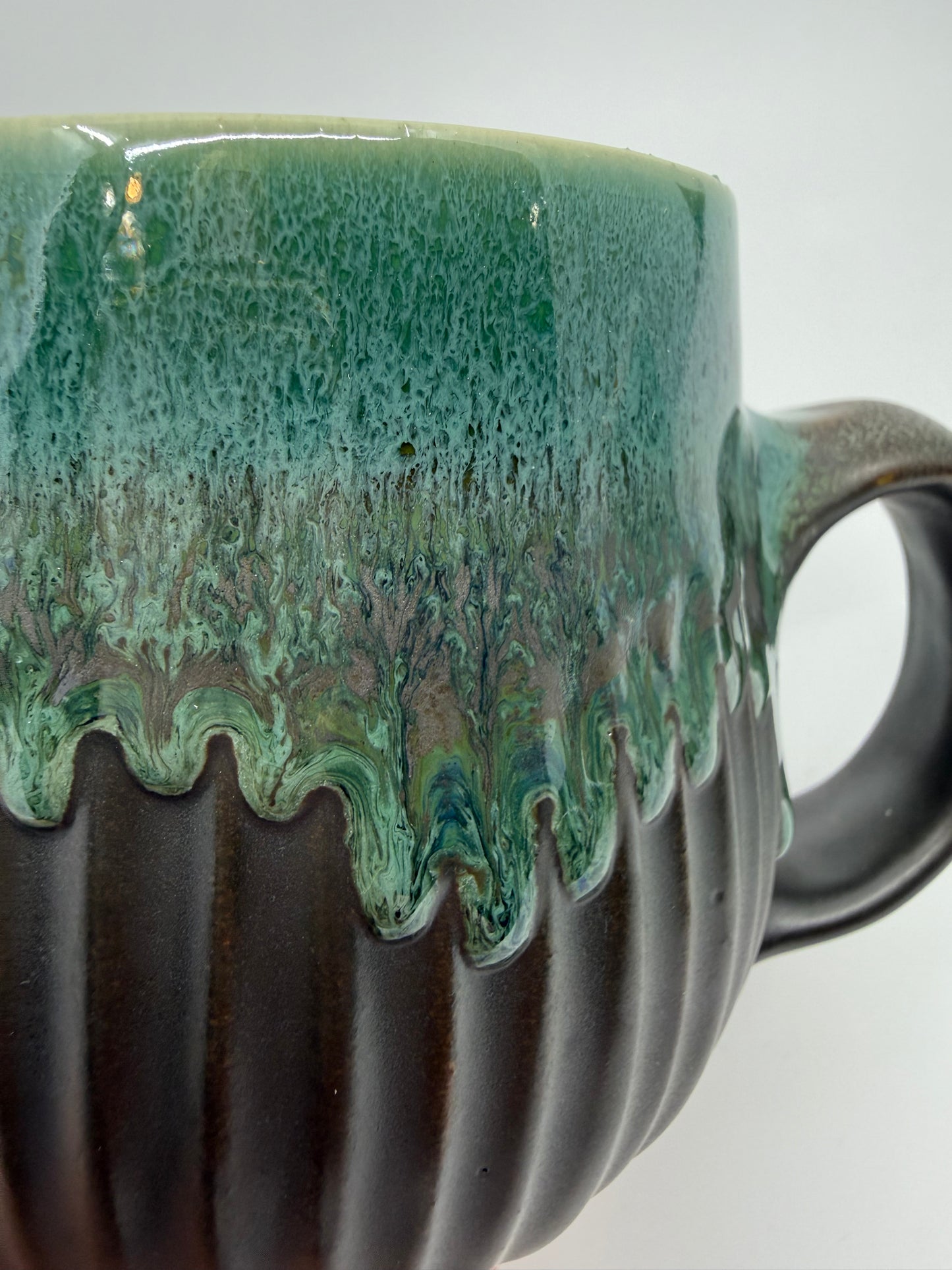 Carved Black Matte and Turquoise Mug
