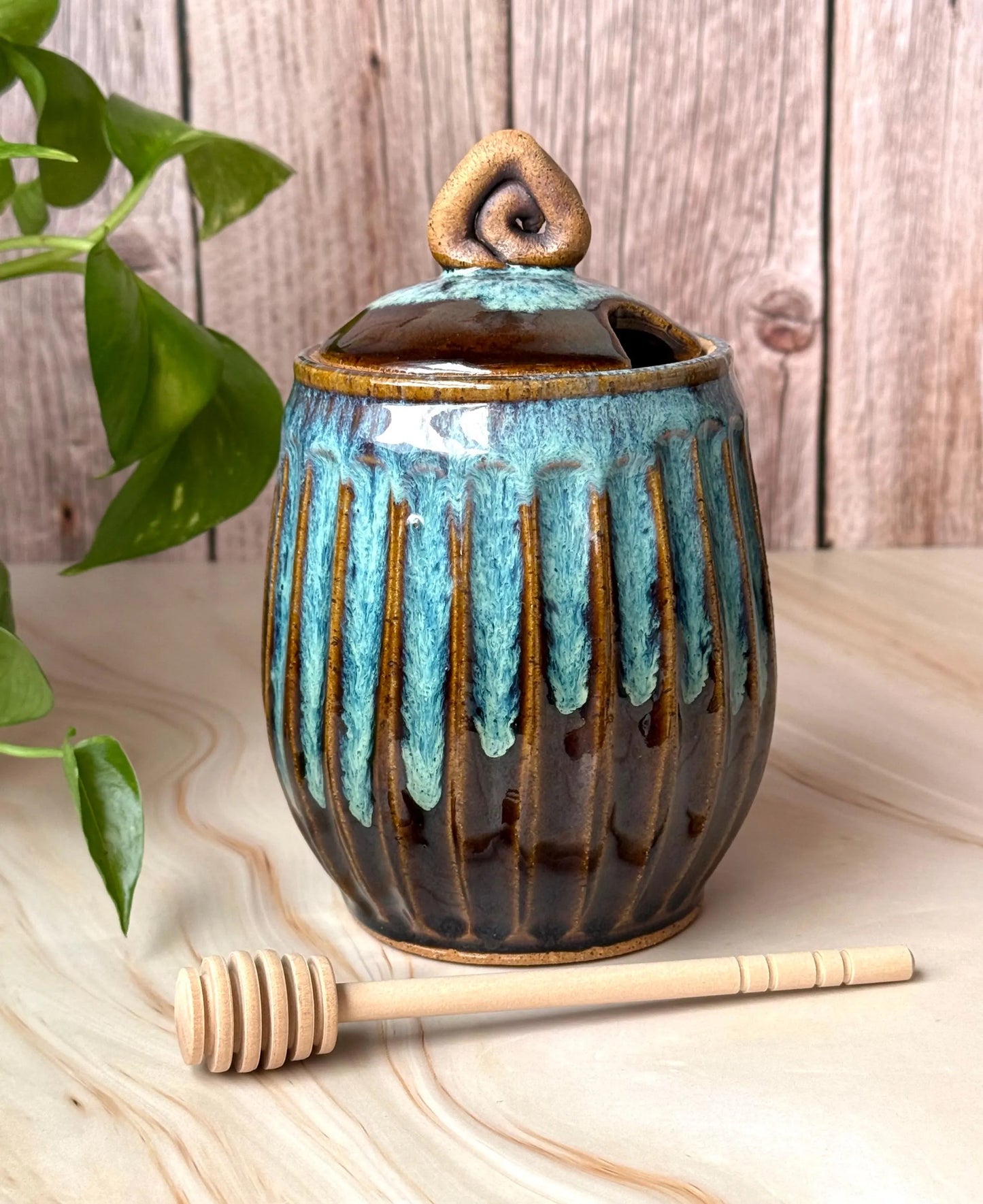 Carved Honey Pot