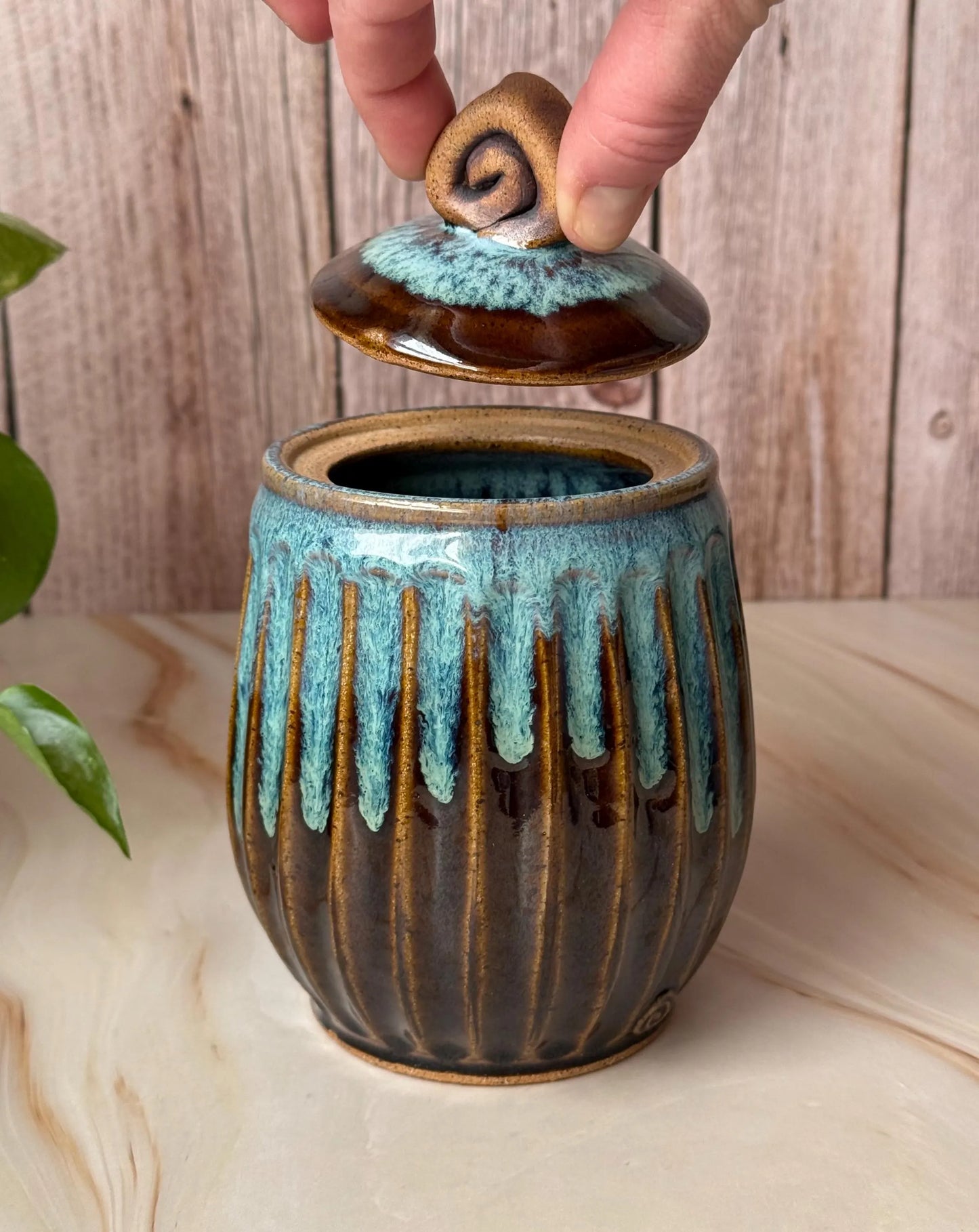 Carved Honey Pot