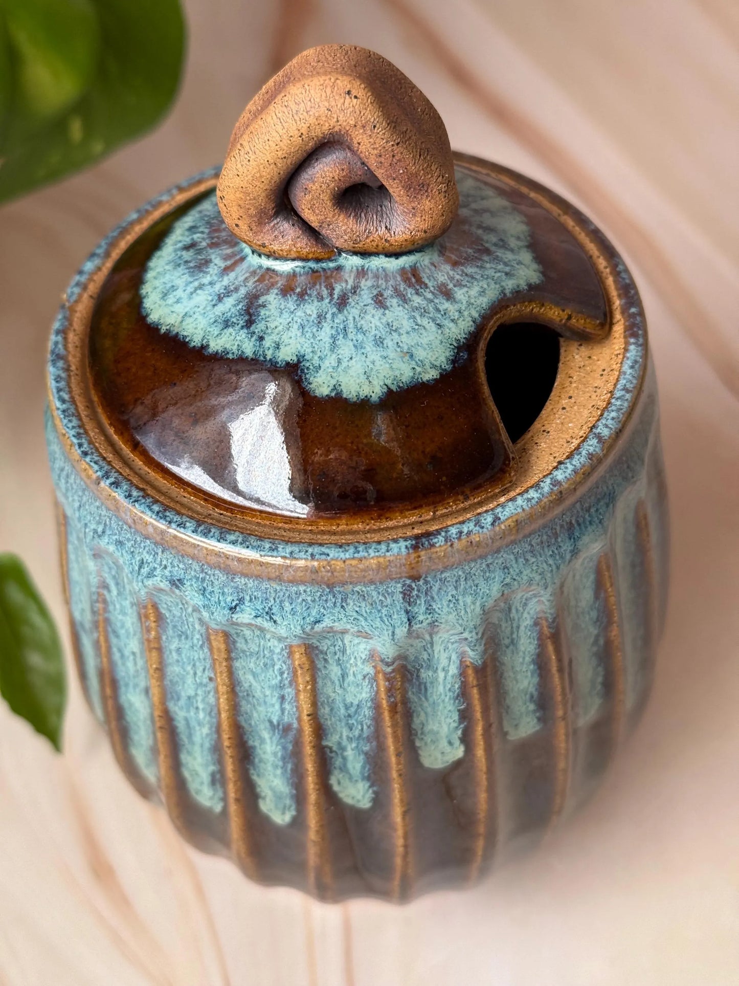 Carved Honey Pot