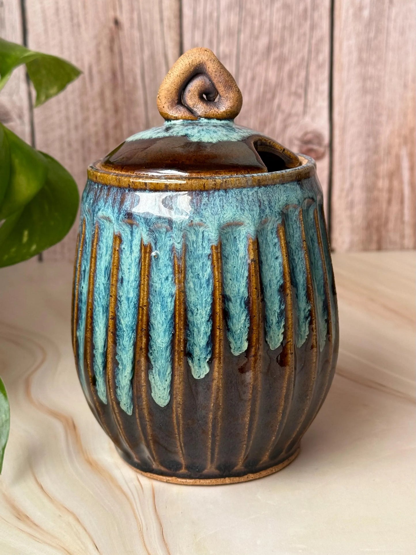 Carved Honey Pot